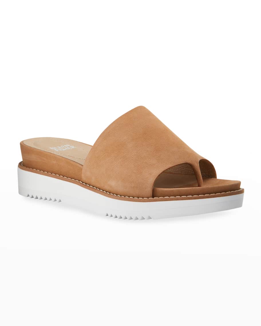 Eileen Fisher Touch Leather Thong Comfort Sandals | Neiman Marcus