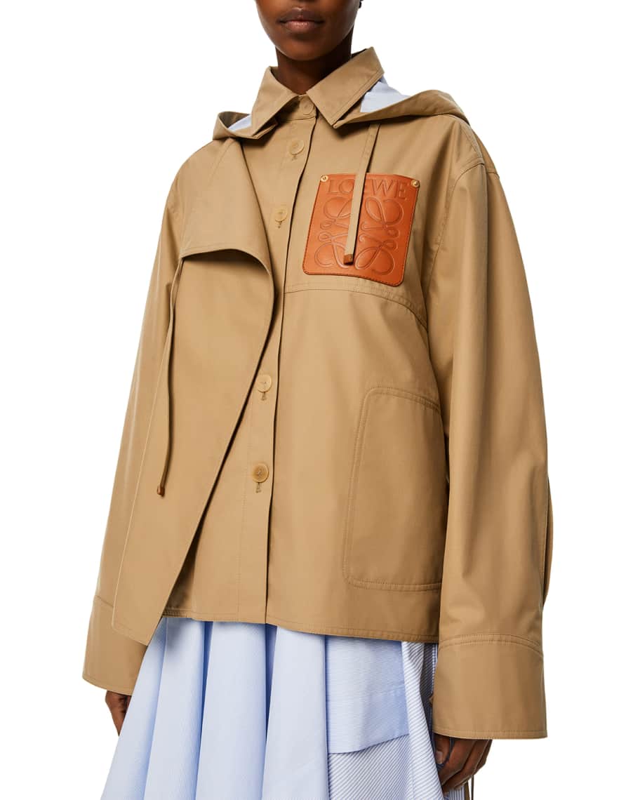 LOEWE｜HOODED MILITARY PARKA Loewe Water-Resistant Military Parka Jacket w/ Detachable Hood