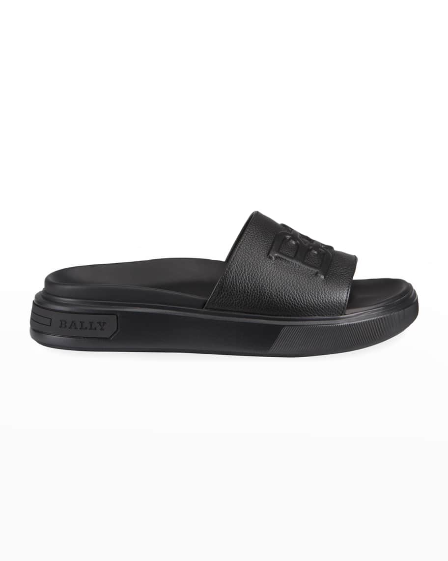 Bally Men s Jarmo B Chain Embossed Leather Slide Sandals Neiman