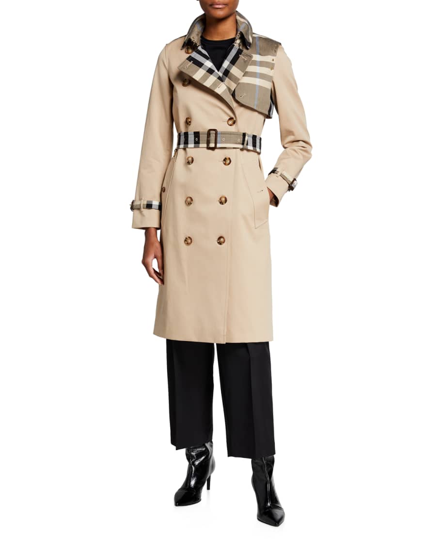 Burberry check-panel Trench Coat - Farfetch