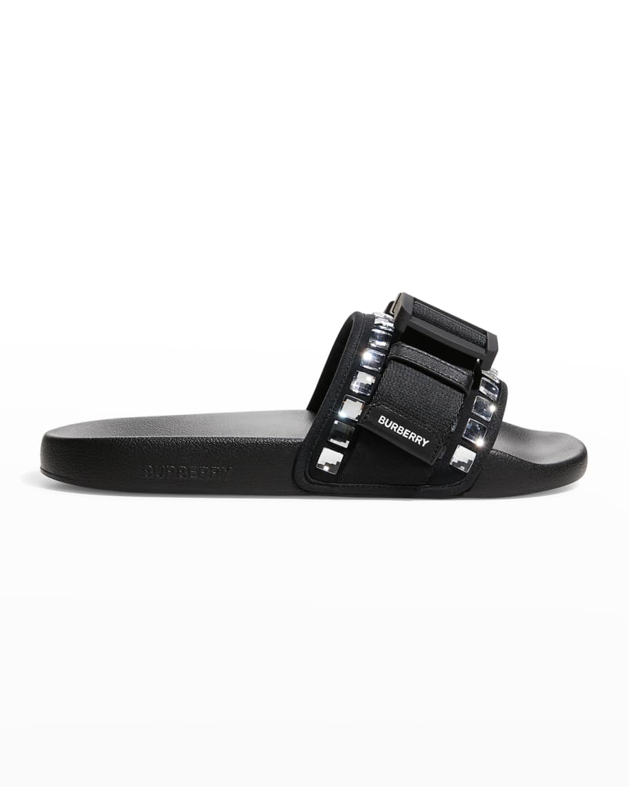 Burberry Men s Cameron Crystal Buckle Slide Sandals Neiman Marcus