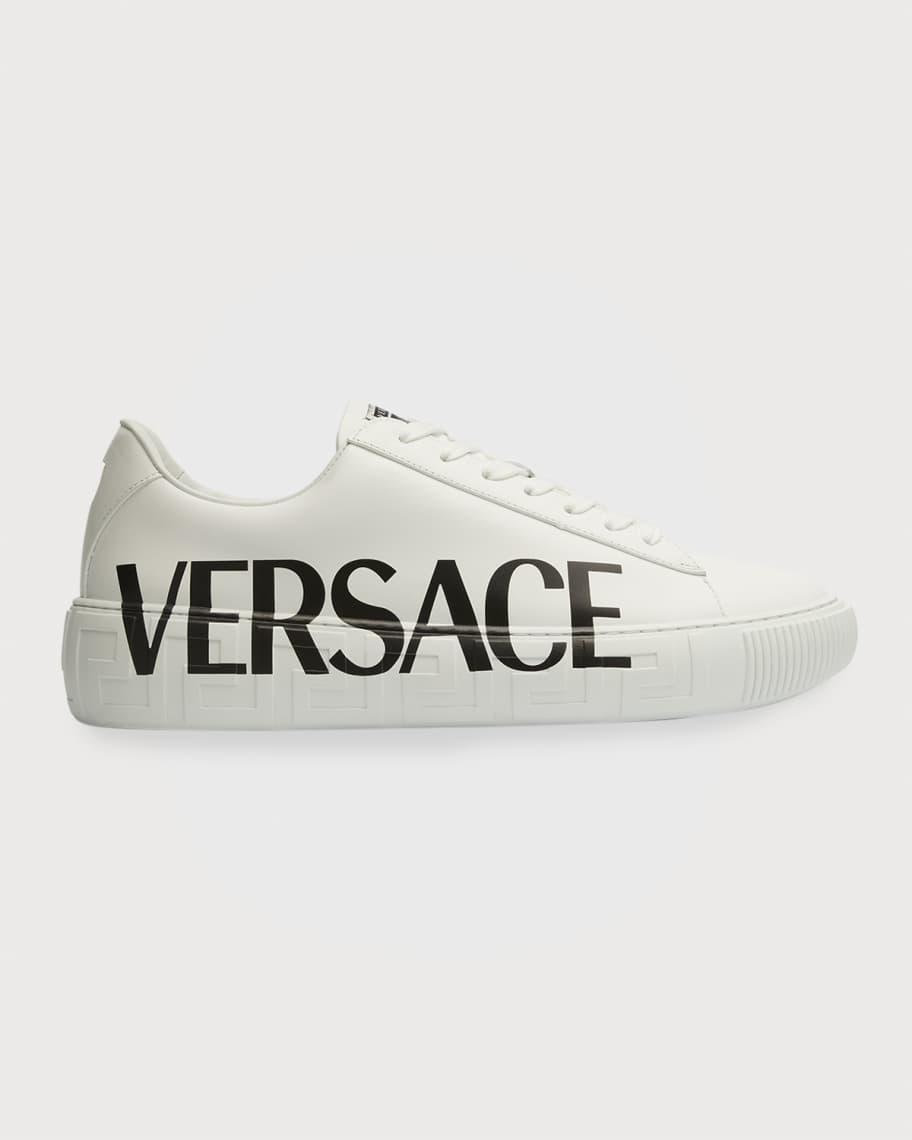 Versace Men's Logo Leather Low-Top Sneakers | Neiman Marcus