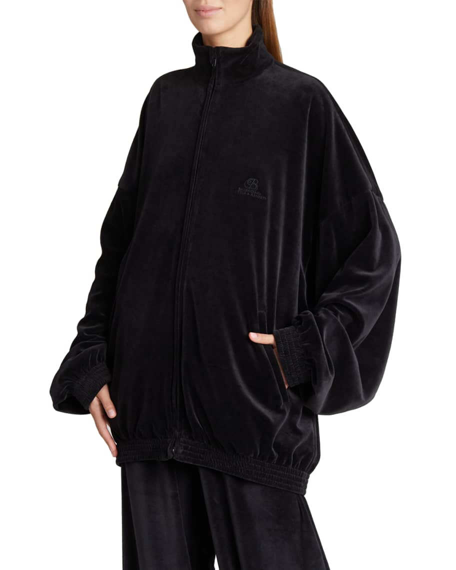 Balenciaga Velvet Oversized Tracksuit Jacket | Neiman Marcus