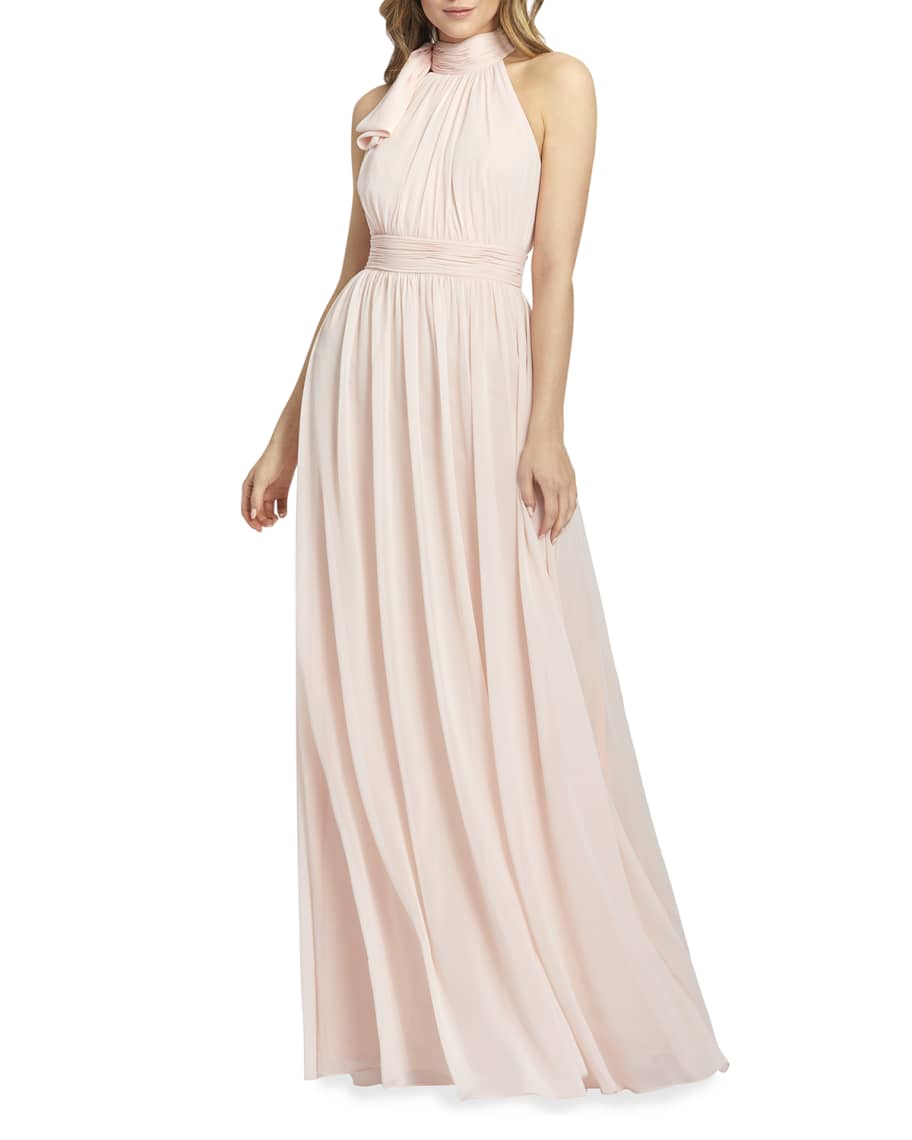 Ieena for Mac Duggal Grecian Chiffon Halter Gown | Neiman Marcus