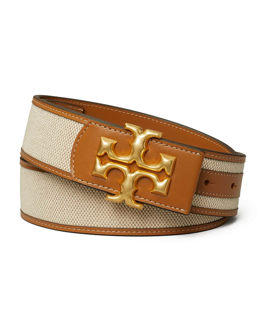 Tory Burch T Monogram Denim & Leather Belt