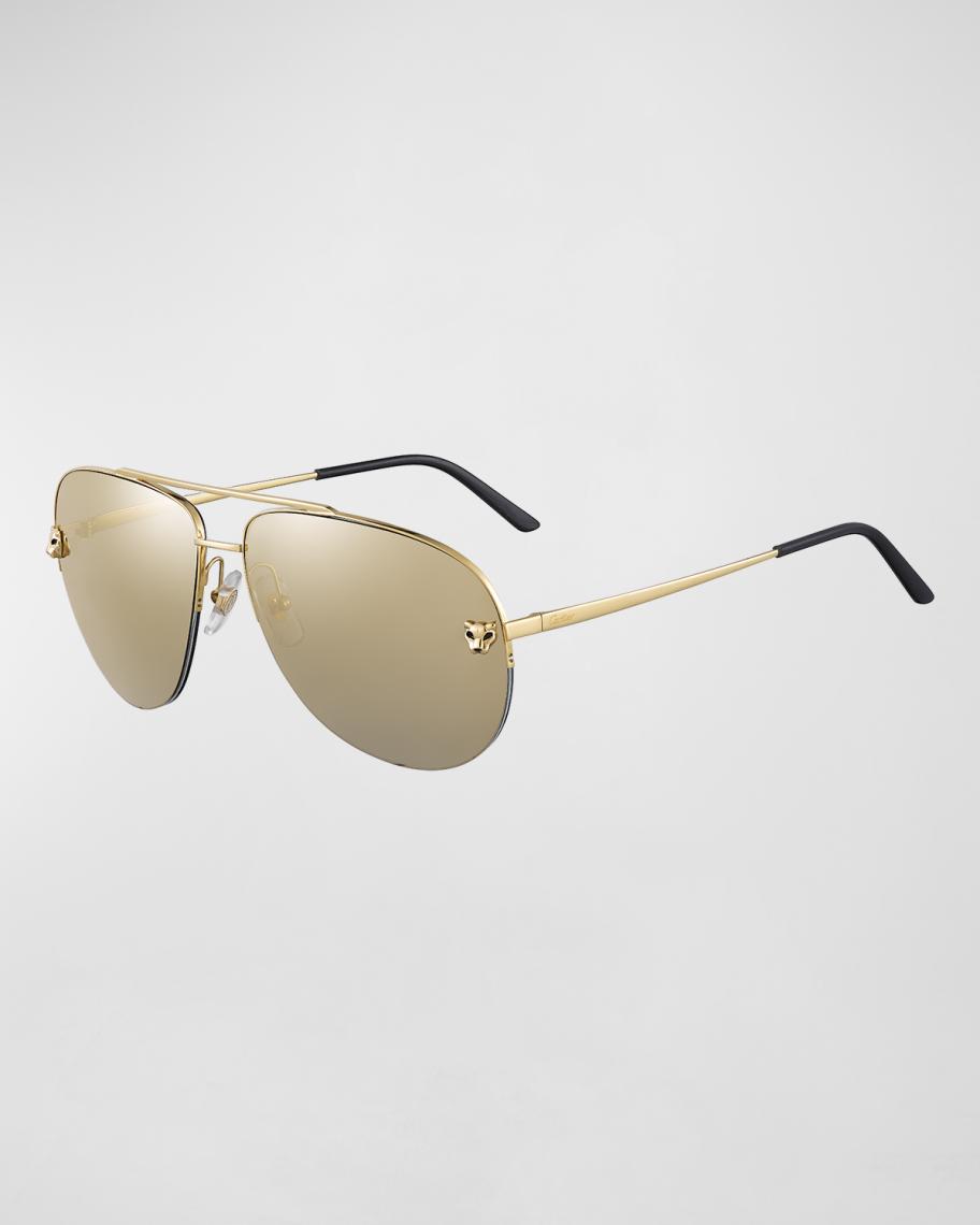 Cartier Semi-Rimless Metal Aviator Sunglasses | Neiman Marcus