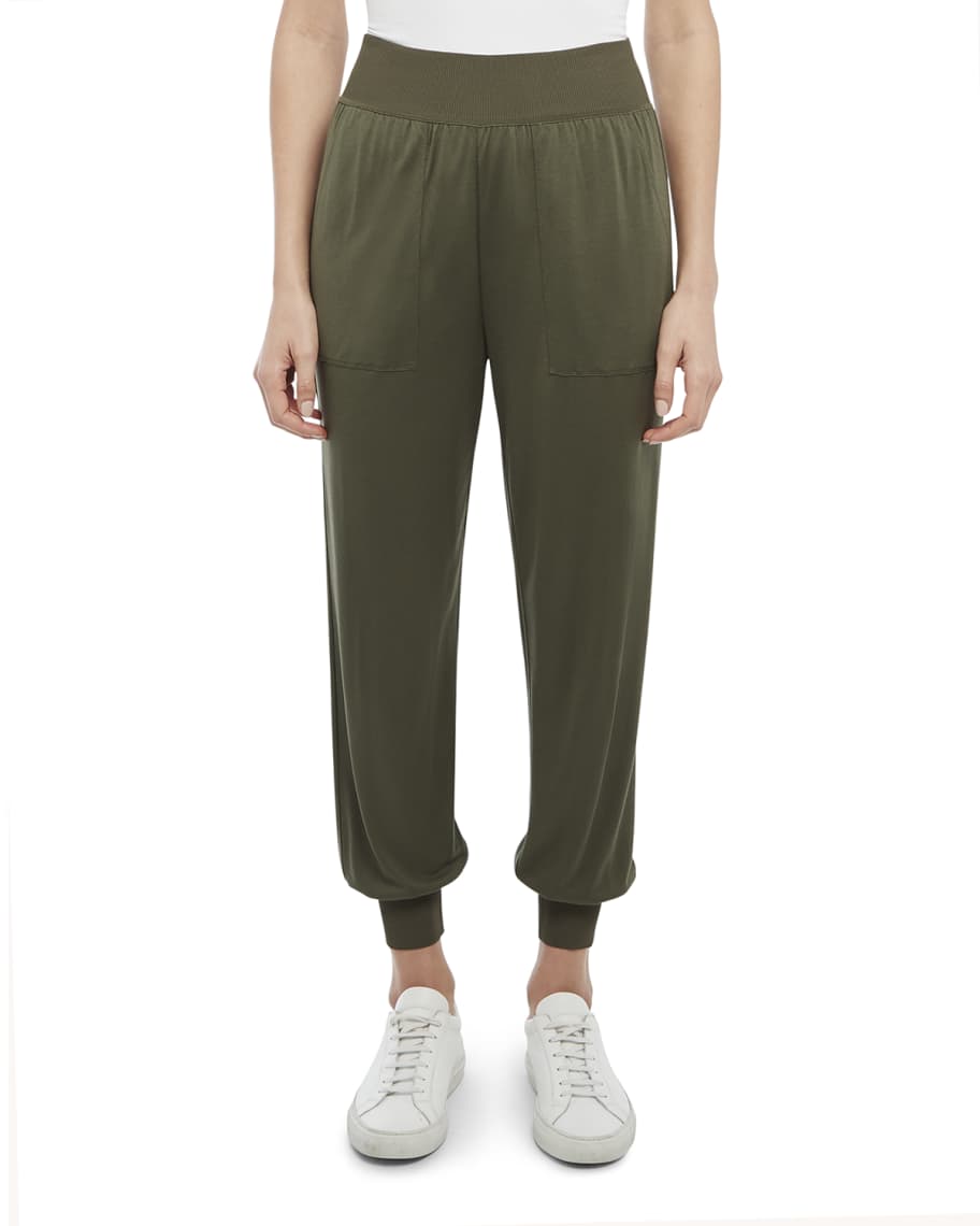 Theory Ribbed Waistband Silk Jogger Pants | Neiman Marcus