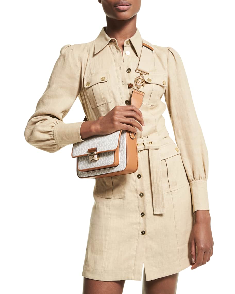MICHAEL Michael Kors Hemp Long-Sleeve Mini Utility Dress | Neiman Marcus