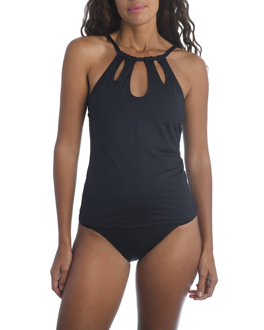La Blanca Island Goddess HighNeck Cutout Tankini Top Neiman Marcus