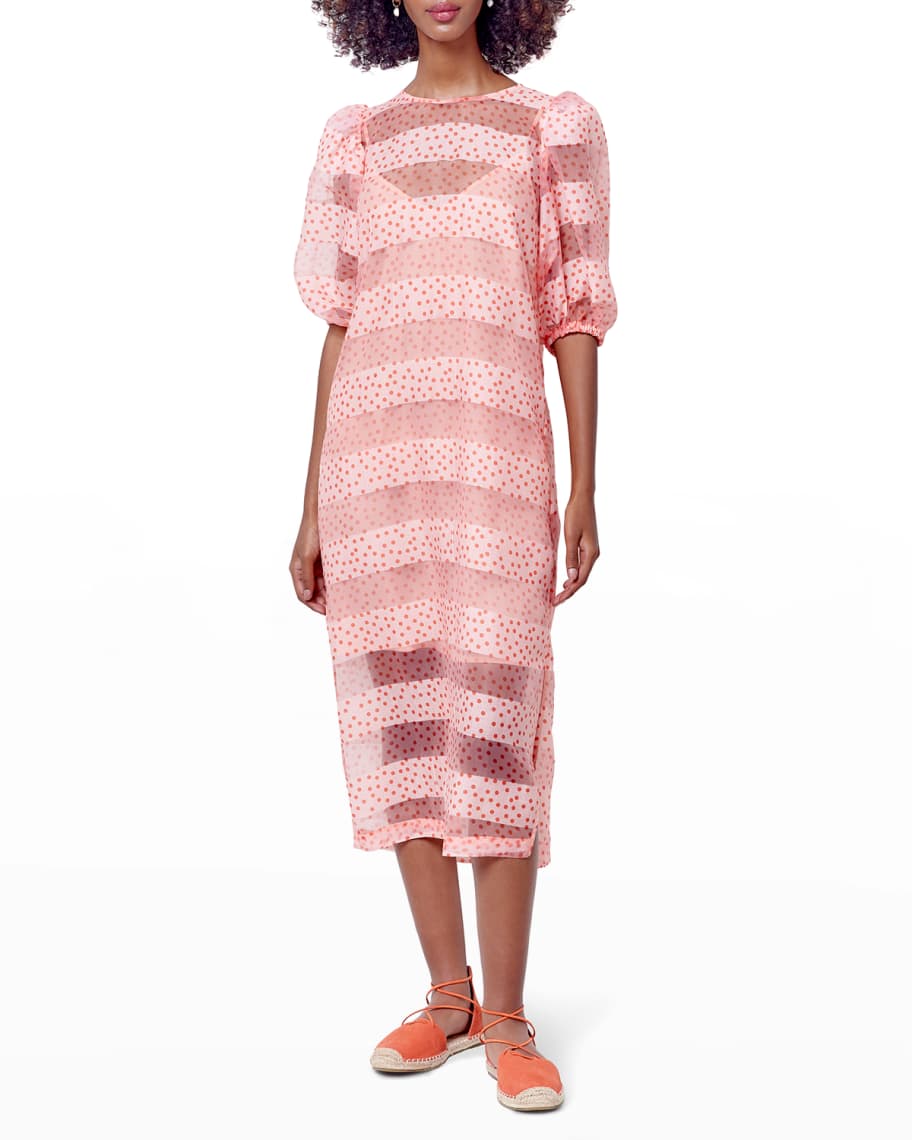 Corey Lynn Calter Rommi Polka-Dot Organza Midi Dress | Neiman Marcus
