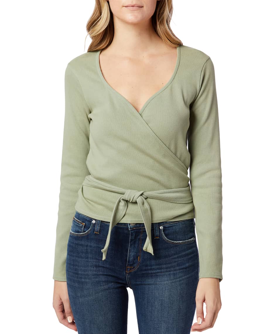 Hudson LongSleeve Jersey Wrap Top Neiman Marcus