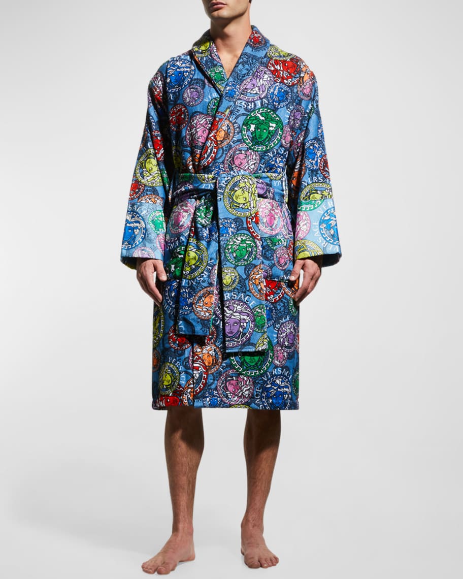 Versace Men s Multicolor Medusa Print Cotton Robe Neiman Marcus