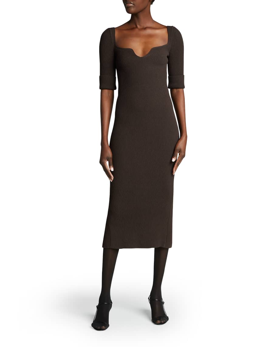 Khaite Leana Ribbed Midi Dress | Neiman Marcus