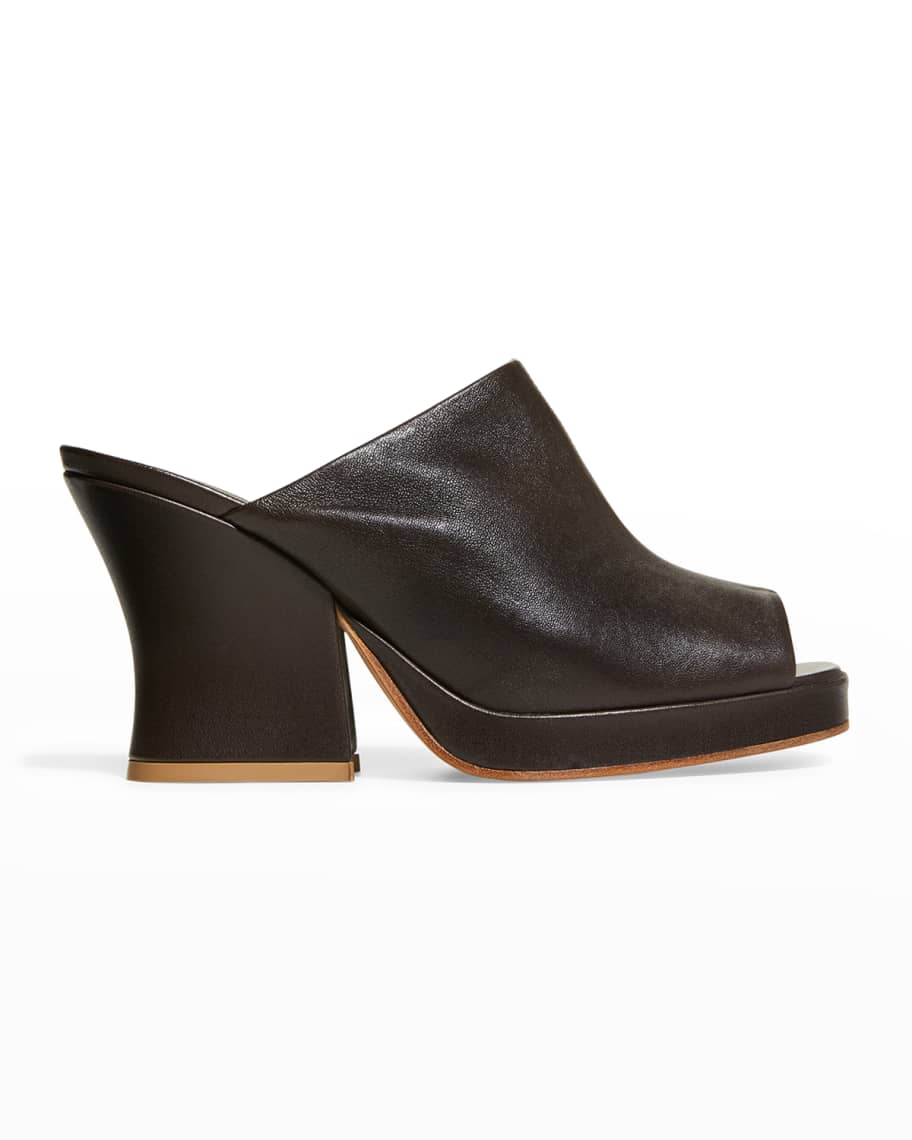 Bottega Veneta Platform 90M Leather Platform Slide Sandals | Neiman Marcus