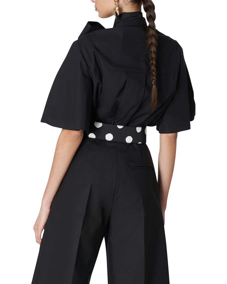 Carolina Herrera Wide Sleeve Bow Detail Bib Shirt Neiman Marcus