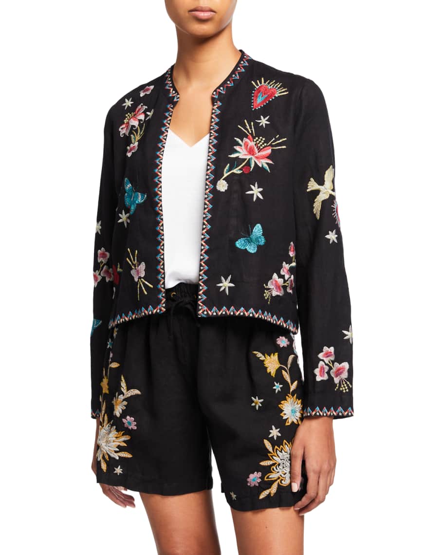 Johnny Was Adara Embroidered Linen Bolero Jacket Neiman Marcus