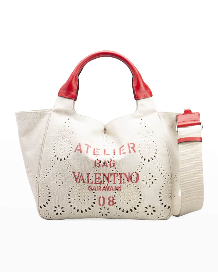 Valentino Garavani Atelier 08 Edition Laser-Cut Small Canvas Tote  