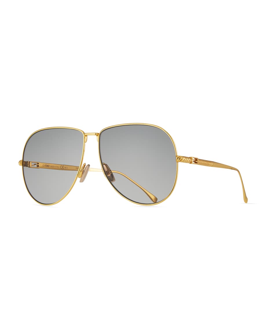 Fendi Men's O'Lock Aviator-Style Sunglasses