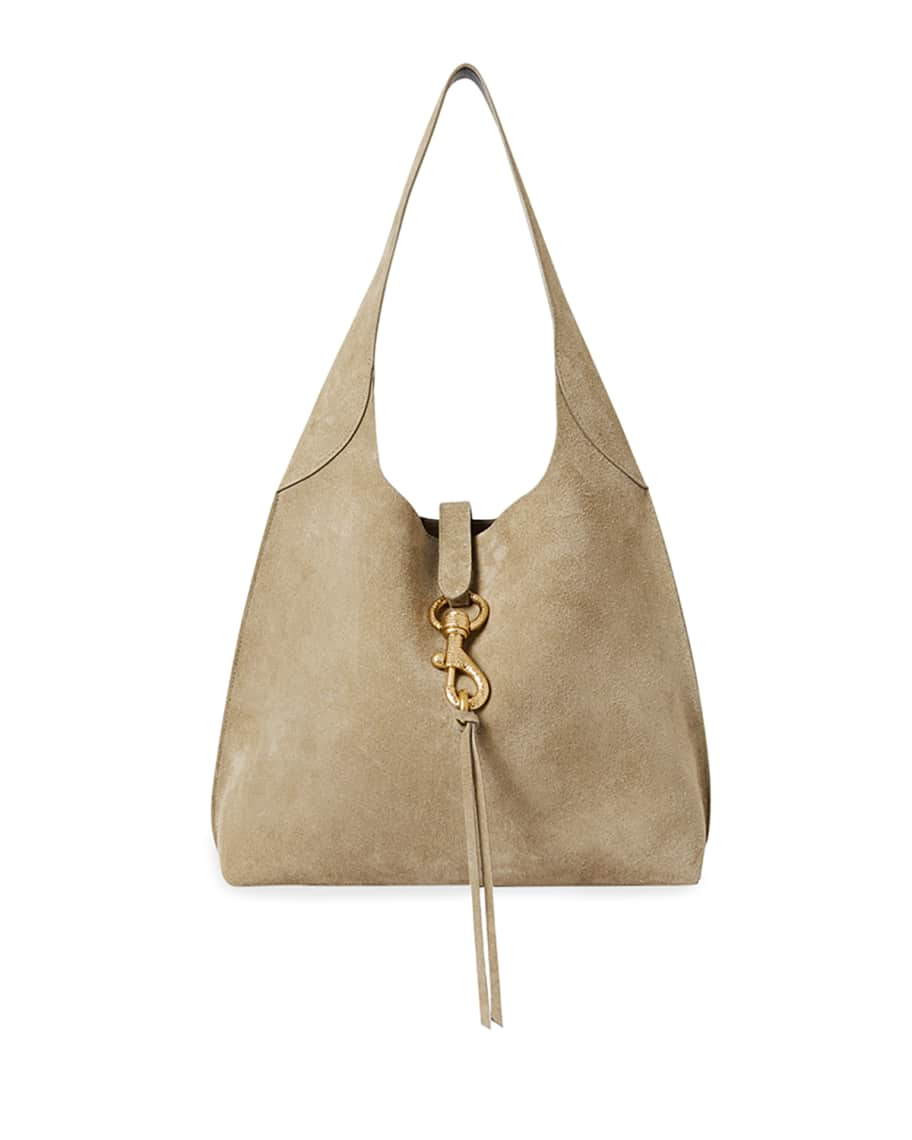 Gold Suede Hobo Bag