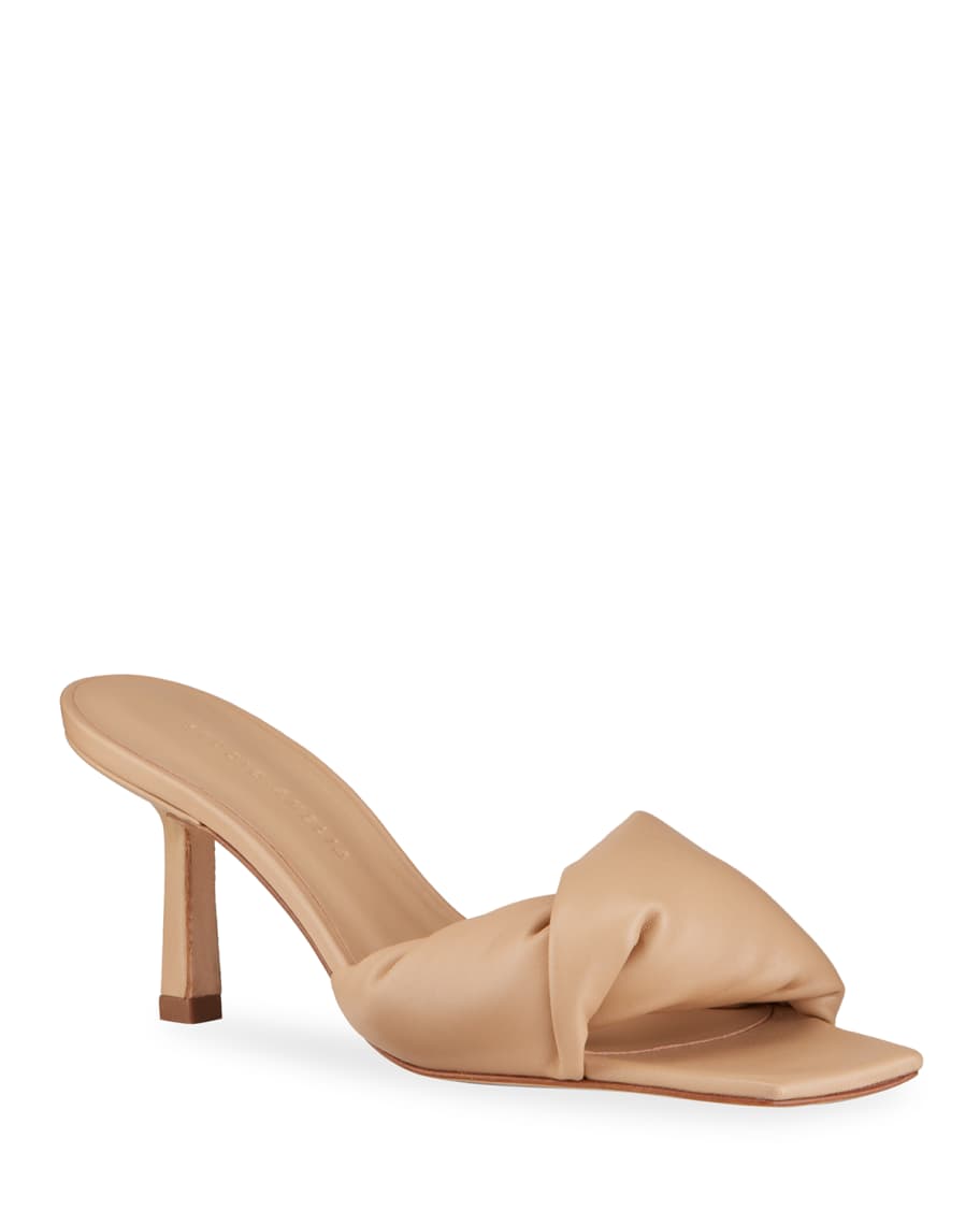 STUDIO AMELIA Twist Leather Slide Sandals | Neiman Marcus