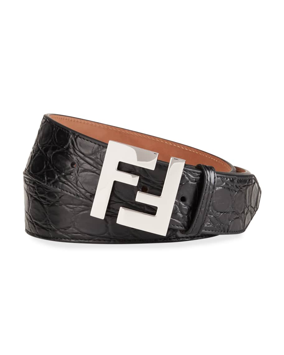 Fendi Men s Reversible Leather FF Canvas Belt Neiman Marcus