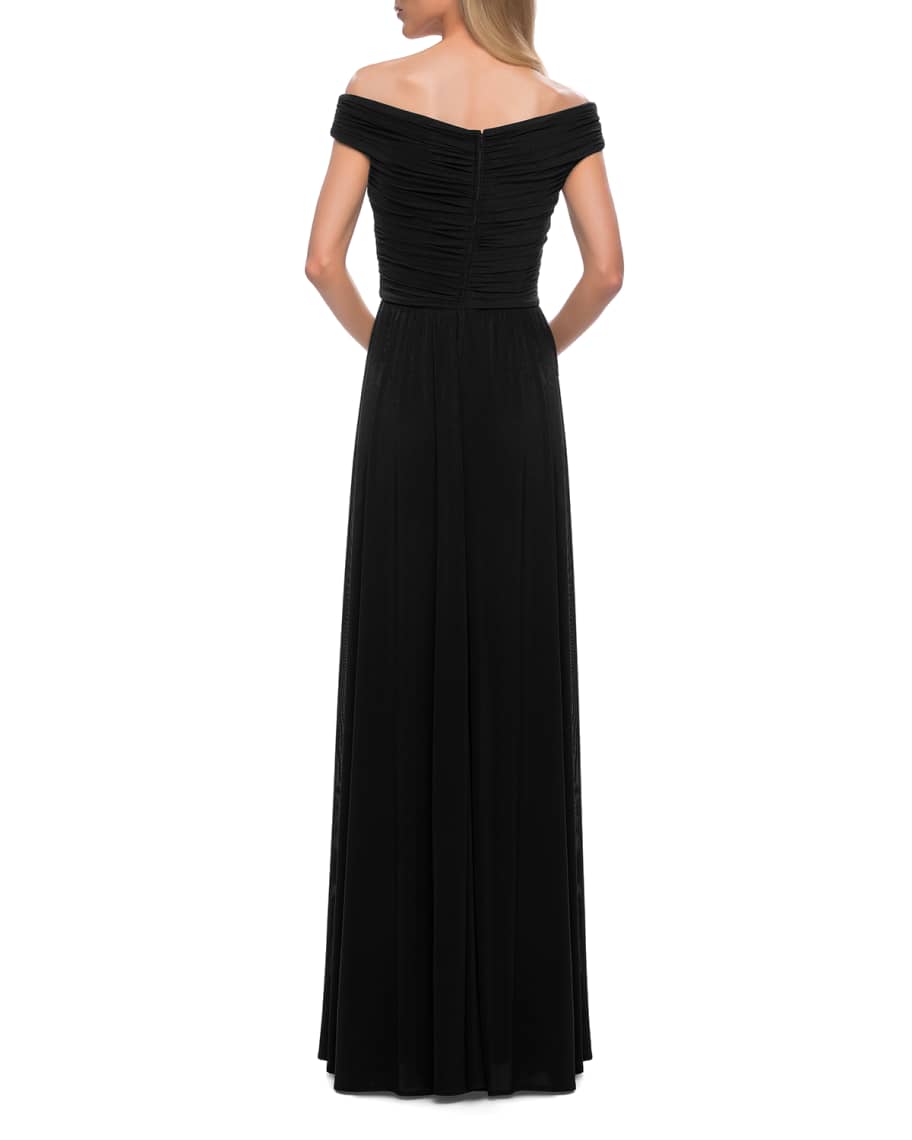 strapless ruched soft jersey gown la femme