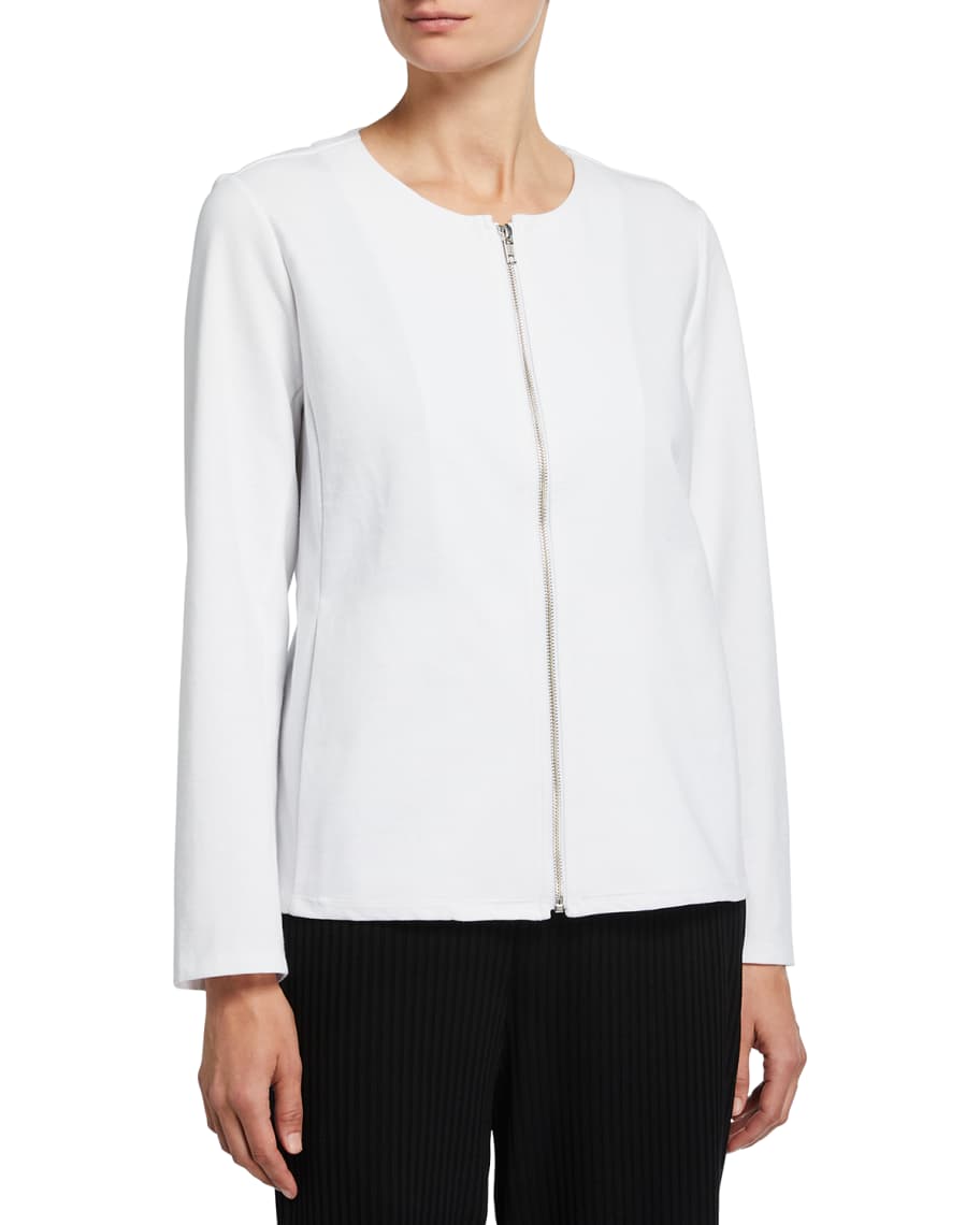 Eileen Fisher Organic Cotton Ponte Zip-Front Jacket | Neiman Marcus