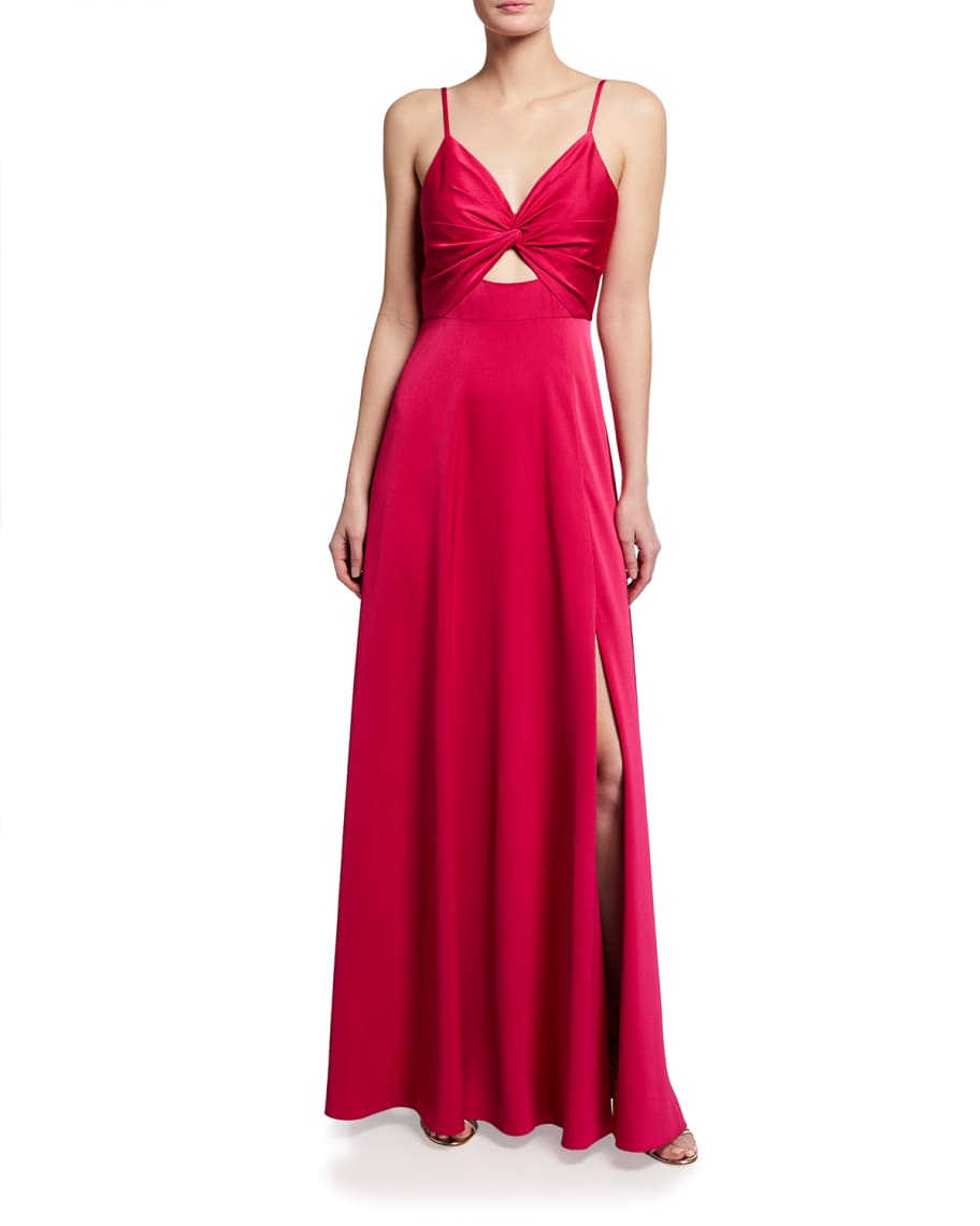 Liv Foster One-Shoulder Cutout Twist-Front Gown in 2023