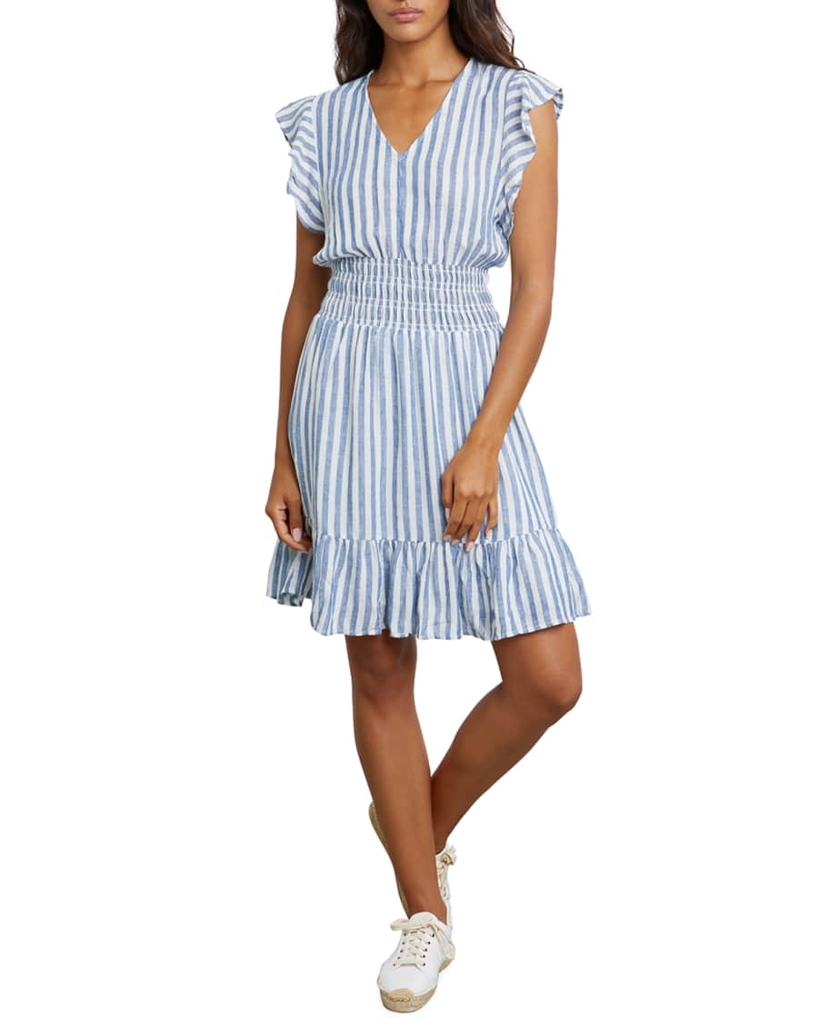Rails Tara Ruffle Stripe Knee-Length Dress | Neiman Marcus