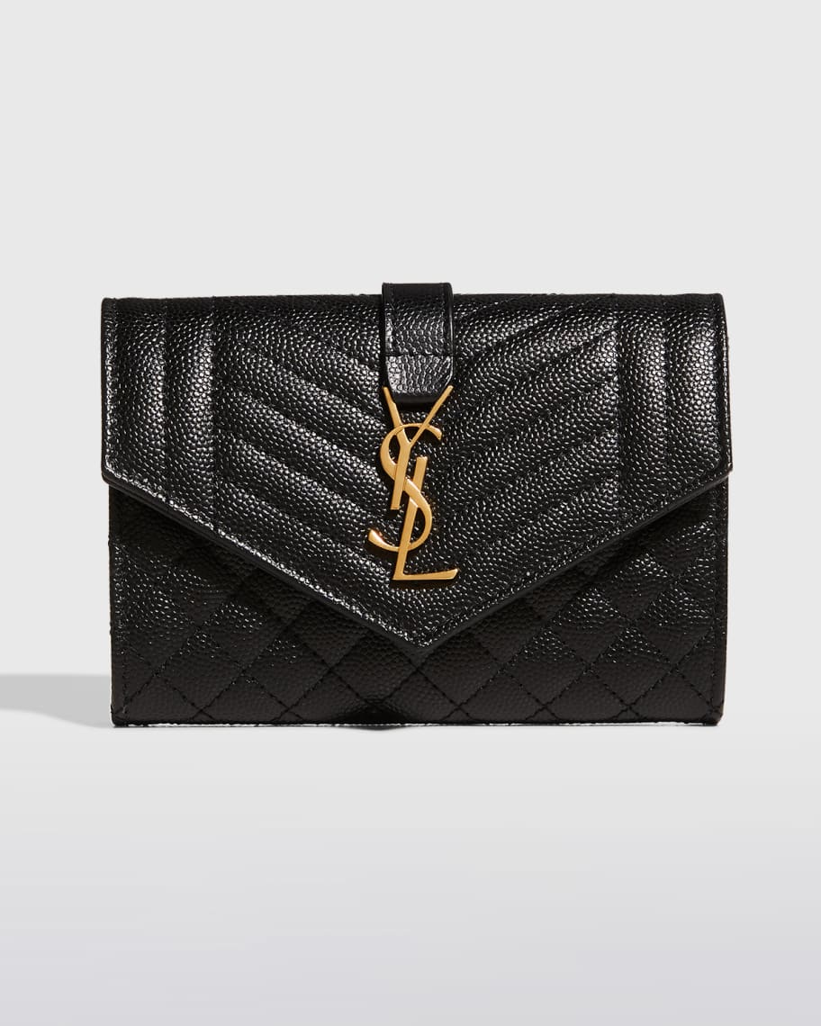 Saint Laurent Women's Gaby Compact Quilted Leather Tri-Fold Wallet - Noir One-Size