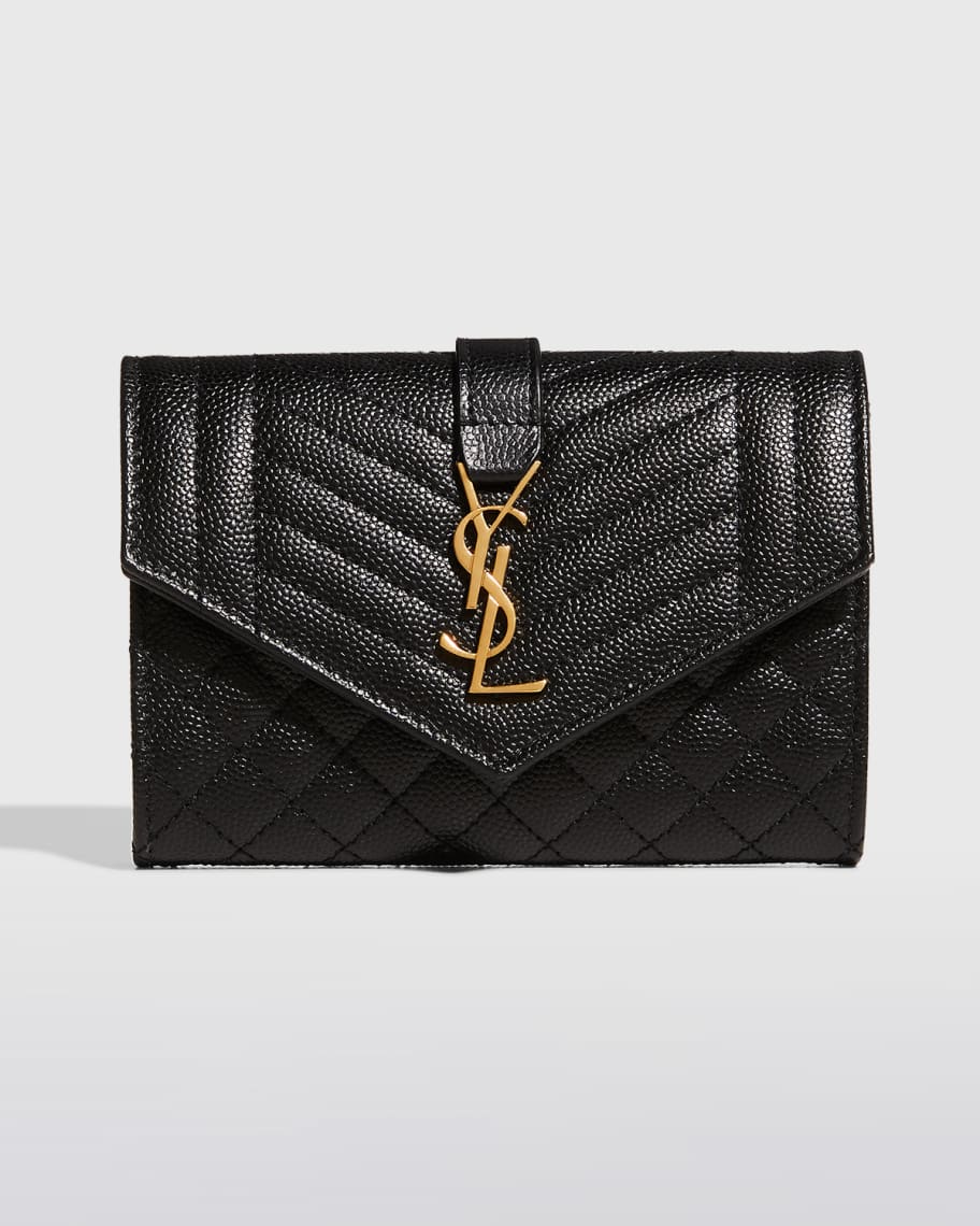 Saint Laurent Monogram Quilted Leather Pouch Black GHW