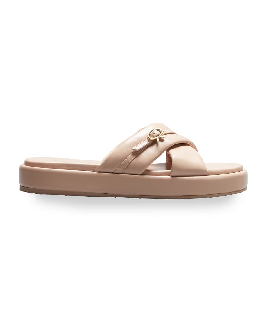 Gianvito Rossi Ribbon Medallion Crisscross Slide Sandals Neiman Marcus