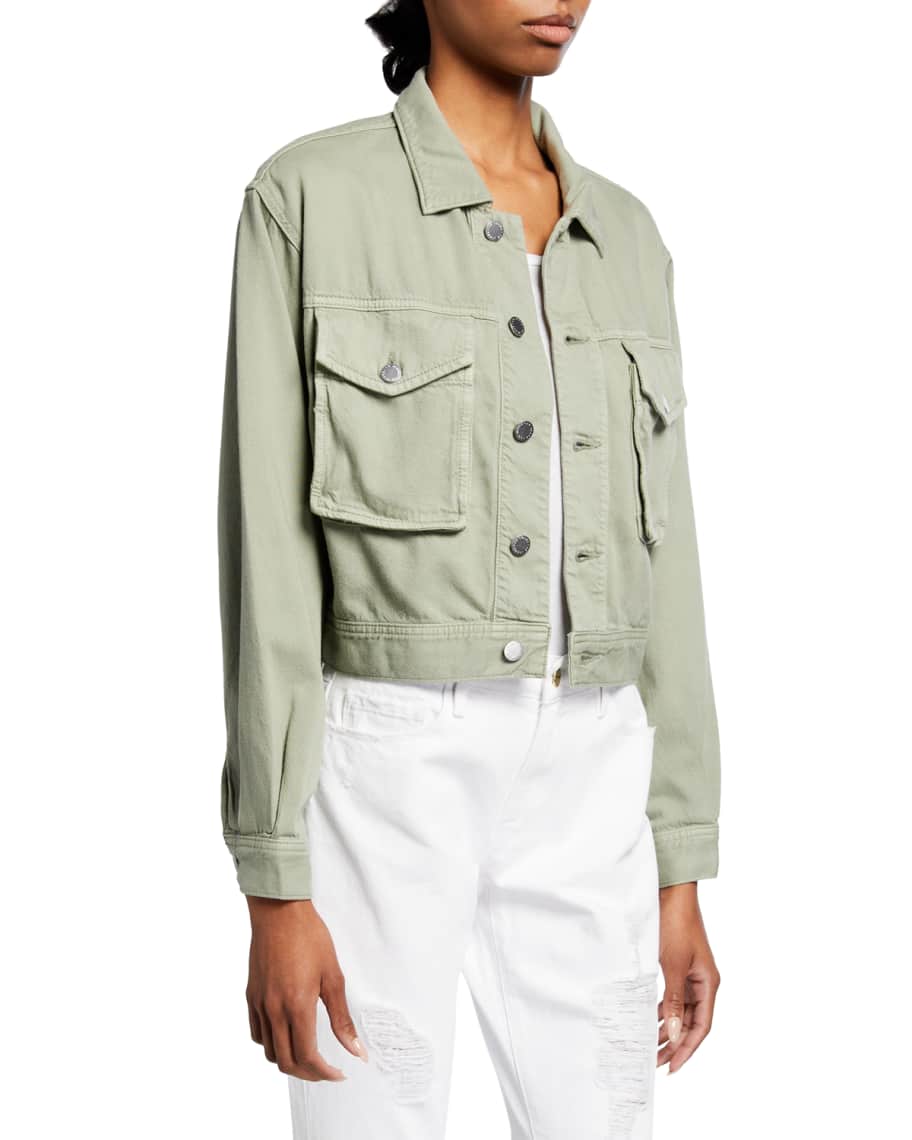 AG Adriano Goldschmied Mirah Cropped Fatigue Trucker Jacket | Neiman Marcus