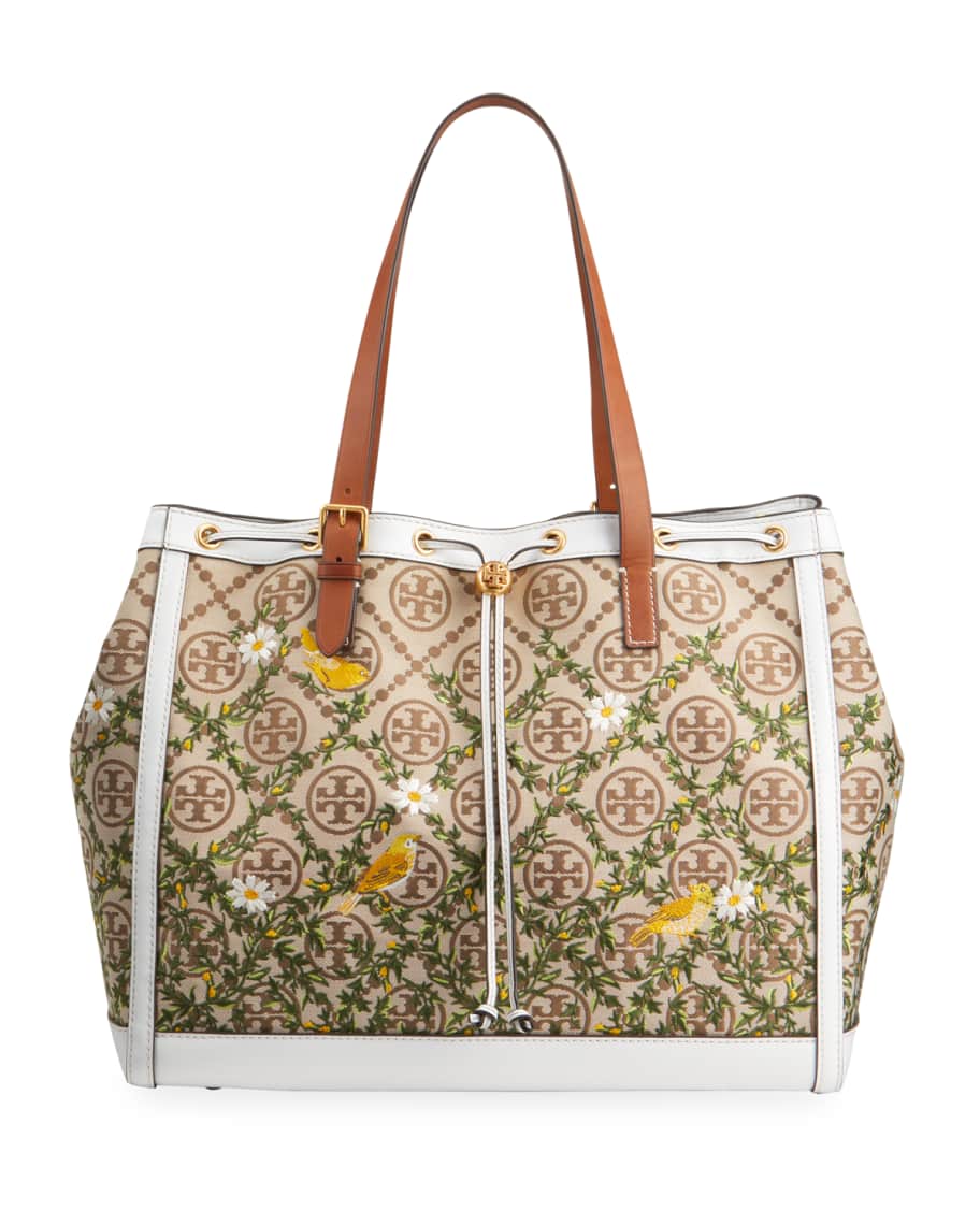 Tory Burch T Monogram Bird Embroidered Tote Bag Neiman Marcus