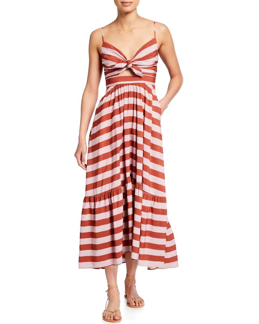 A.L.C. Laurel Striped Cutout Long Dress Neiman Marcus