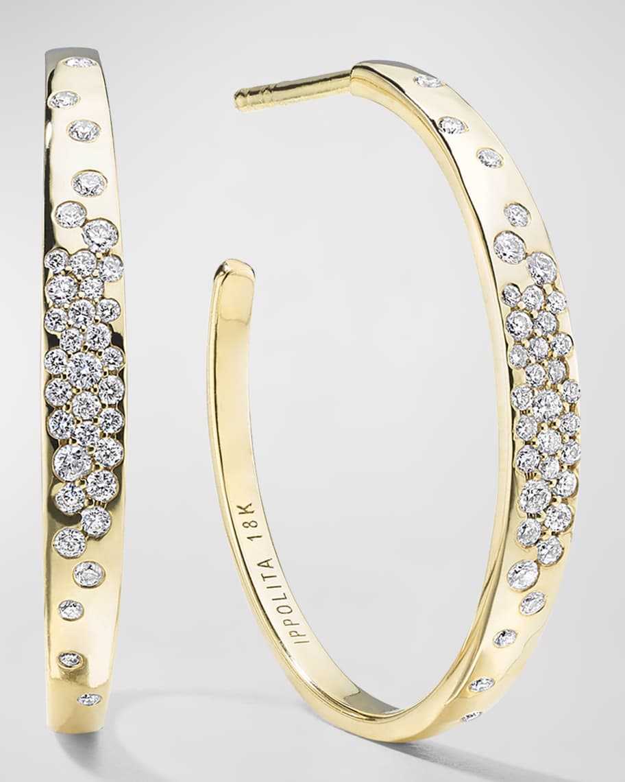 Ippolita #2 Crinkle Hoop Earring in 18K Gold with Diamonds | Neiman Marcus