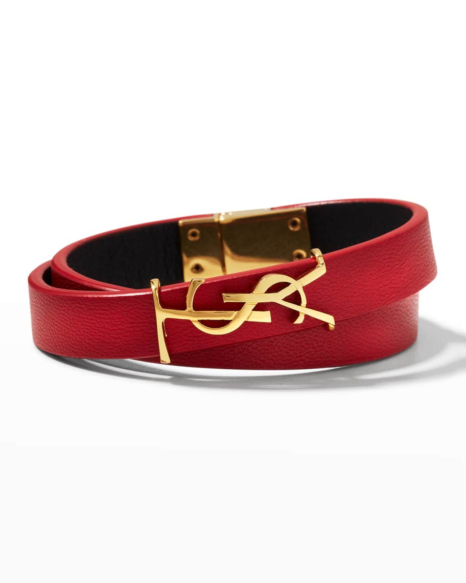 Saint Laurent Leather Bracelet Men's Red - ShopStyle Jewelry