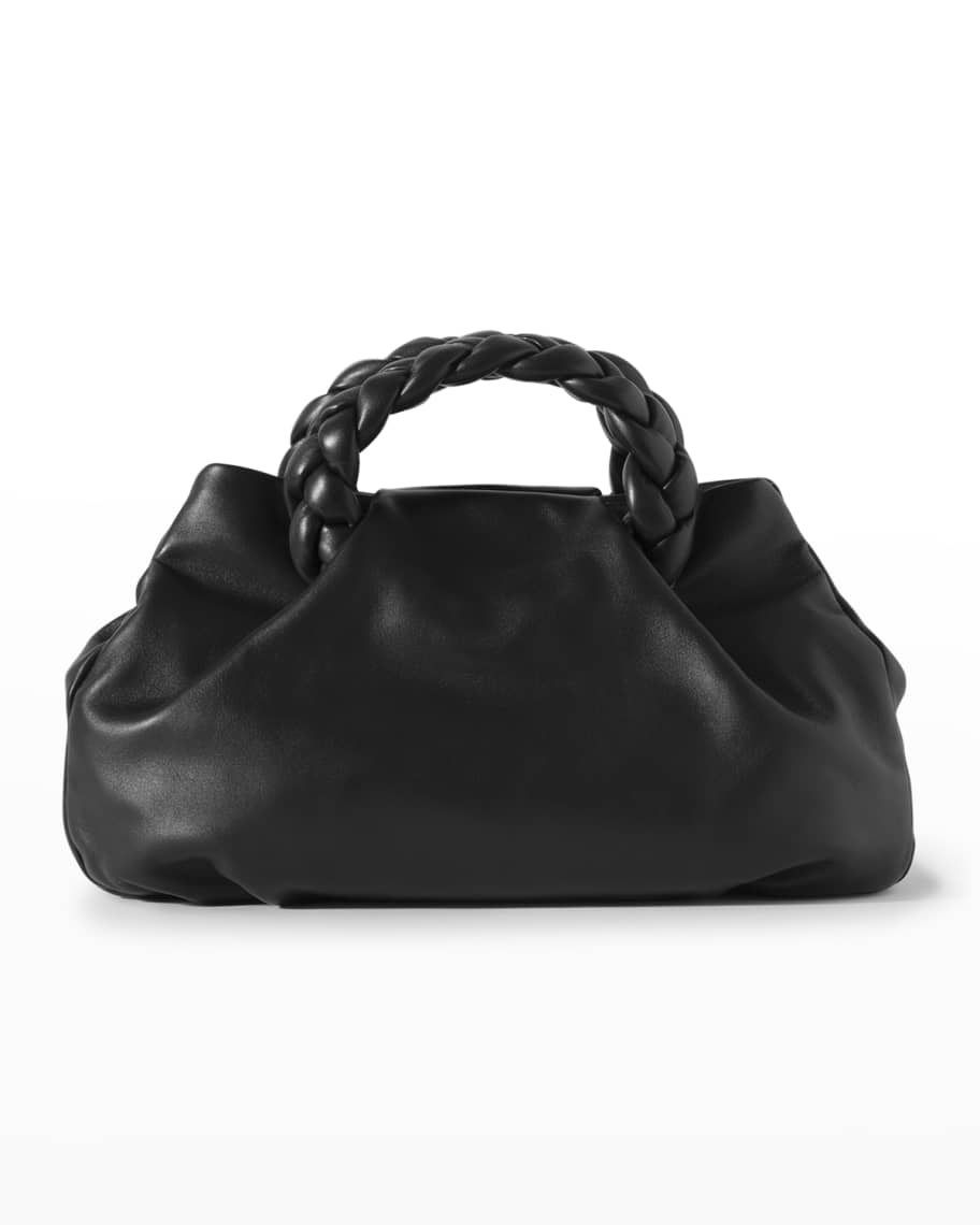 HEREU Bombon Large Braided TopHandle Satchel Bag, Black Neiman Marcus