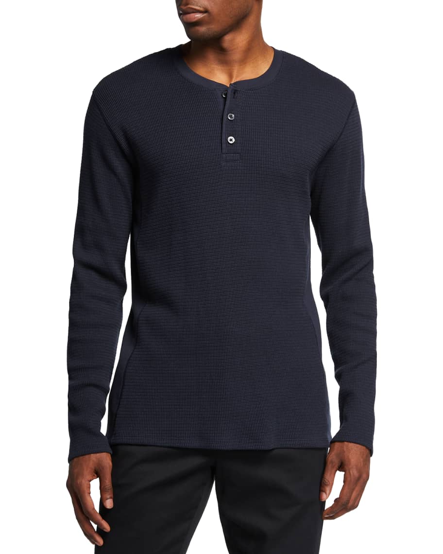 Vince Men's Long-Sleeve Thermal Henley Shirt | Neiman Marcus