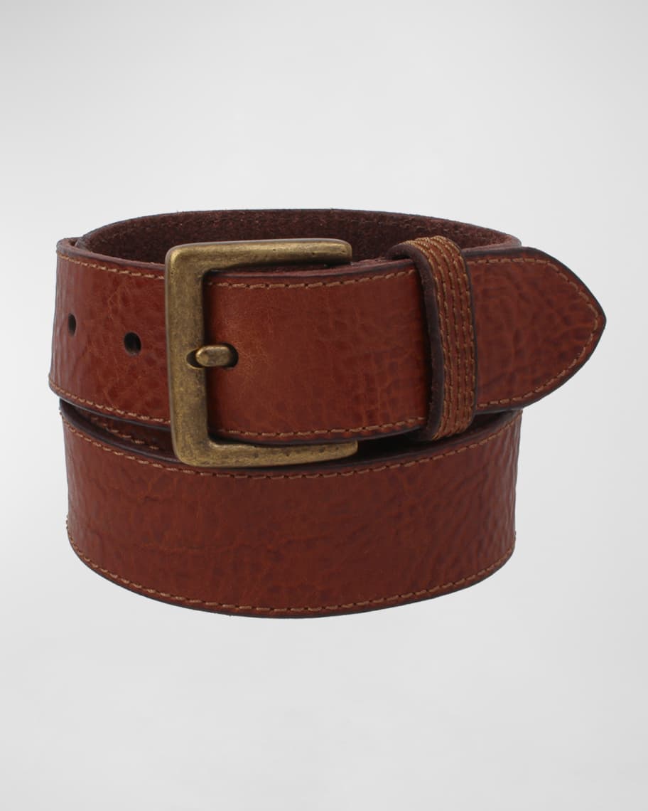 Frye Men's Flat Panel Leather Belt | Neiman Marcus