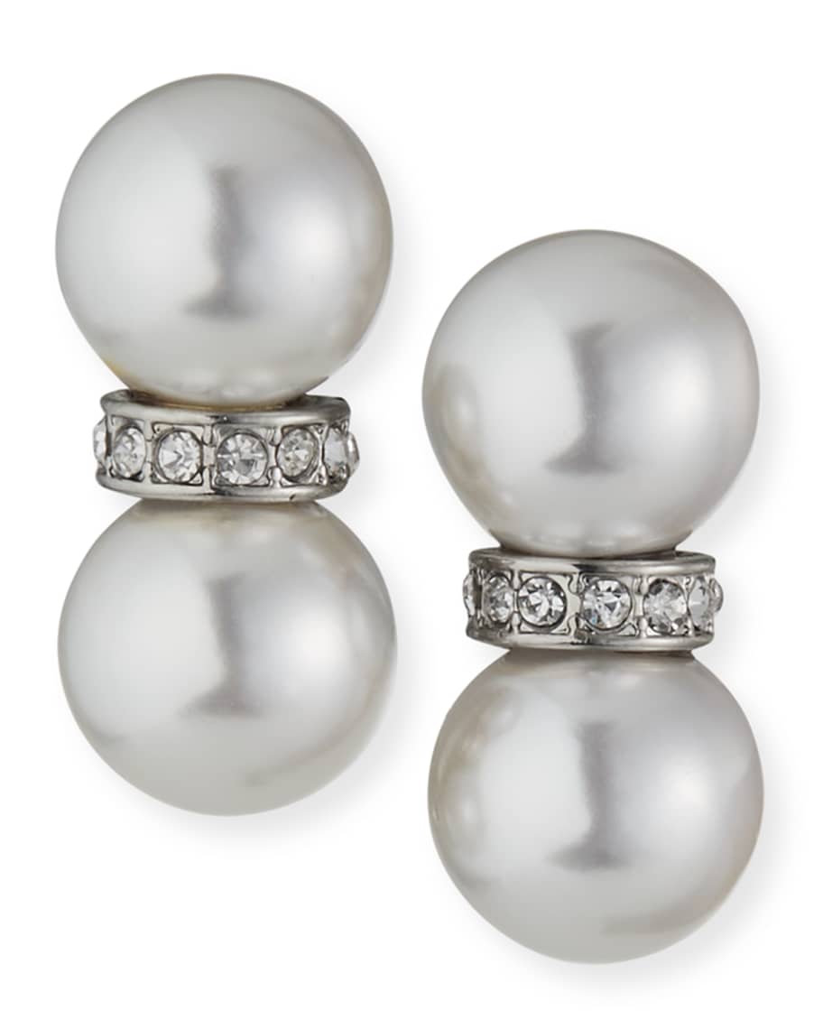 Kenneth Jay Lane Double Pearly Crystal Earrings | Neiman Marcus