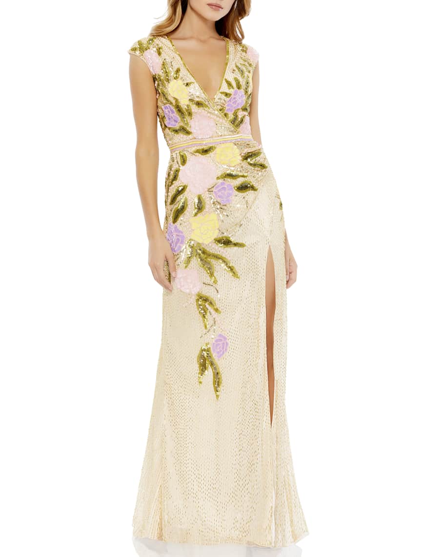 mac duggal cap sleeve gown