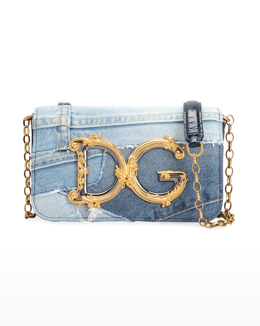 DG Girls Small Denim Shoulder Bag in Blue - Dolce Gabbana