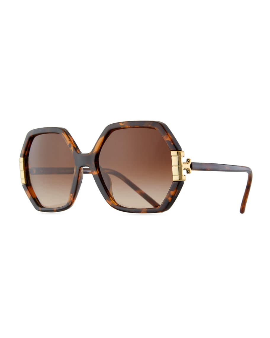 Tory Burch Single-T Geometric Propionate Sunglasses | Neiman Marcus