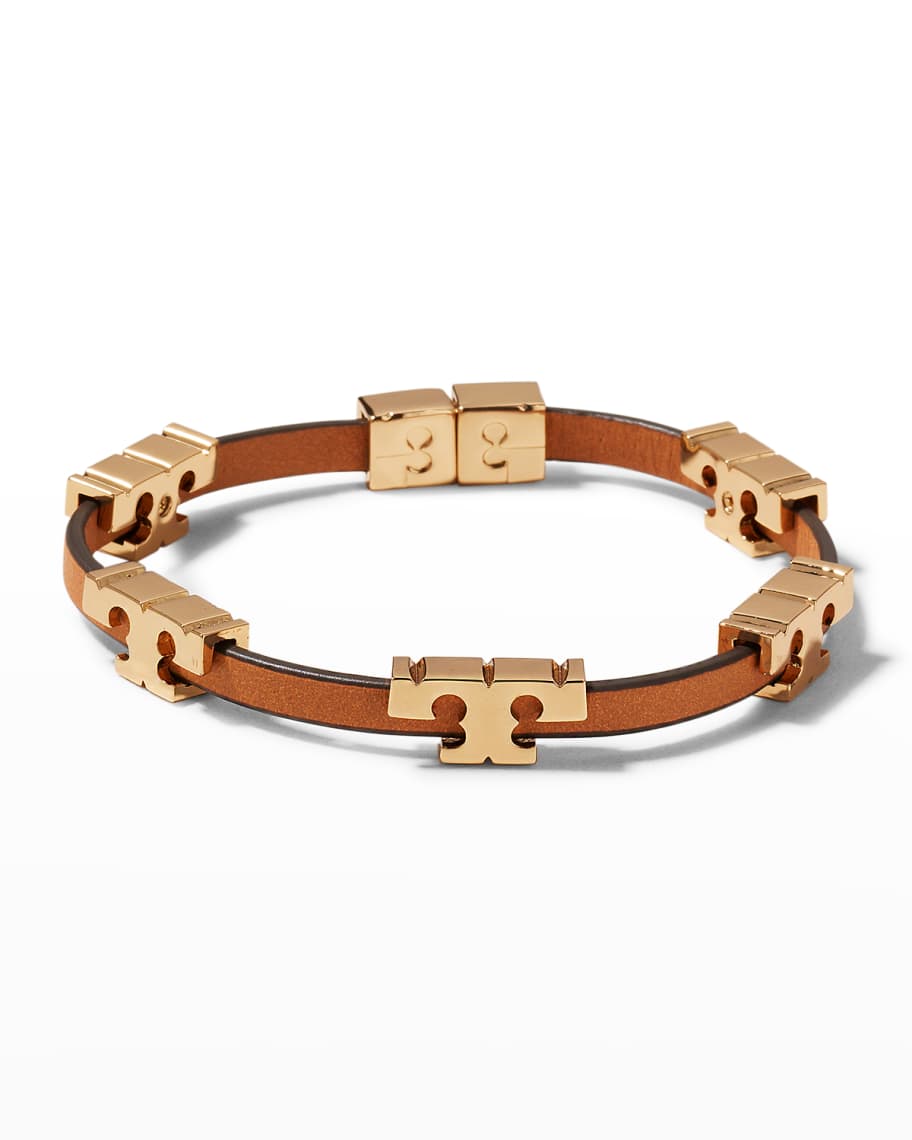 Tory Burch Serif T Stackable Leather Bracelet | Neiman Marcus