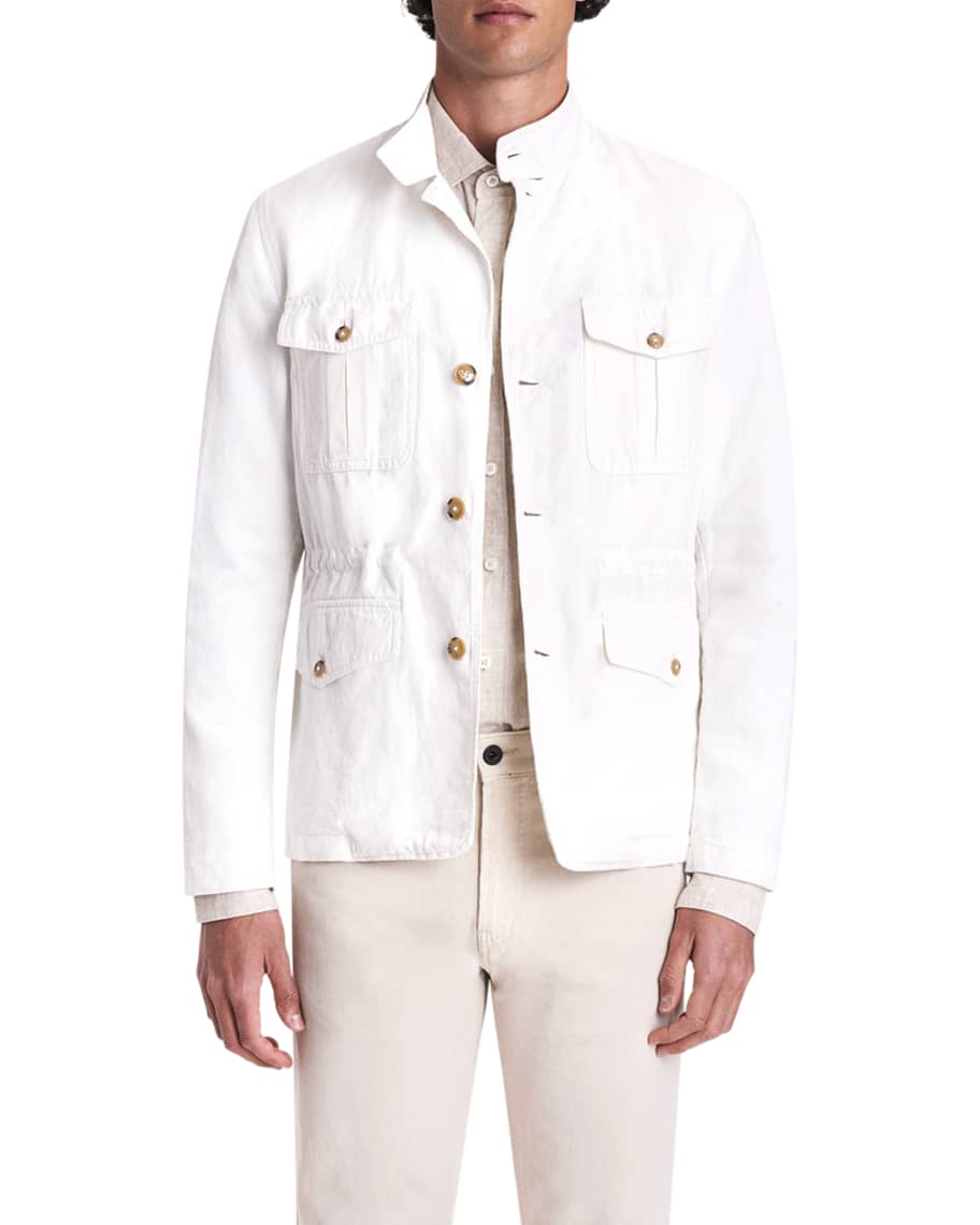 Bugatchi Men's Solid Stretch-Cotton Safari Jacket | Neiman Marcus