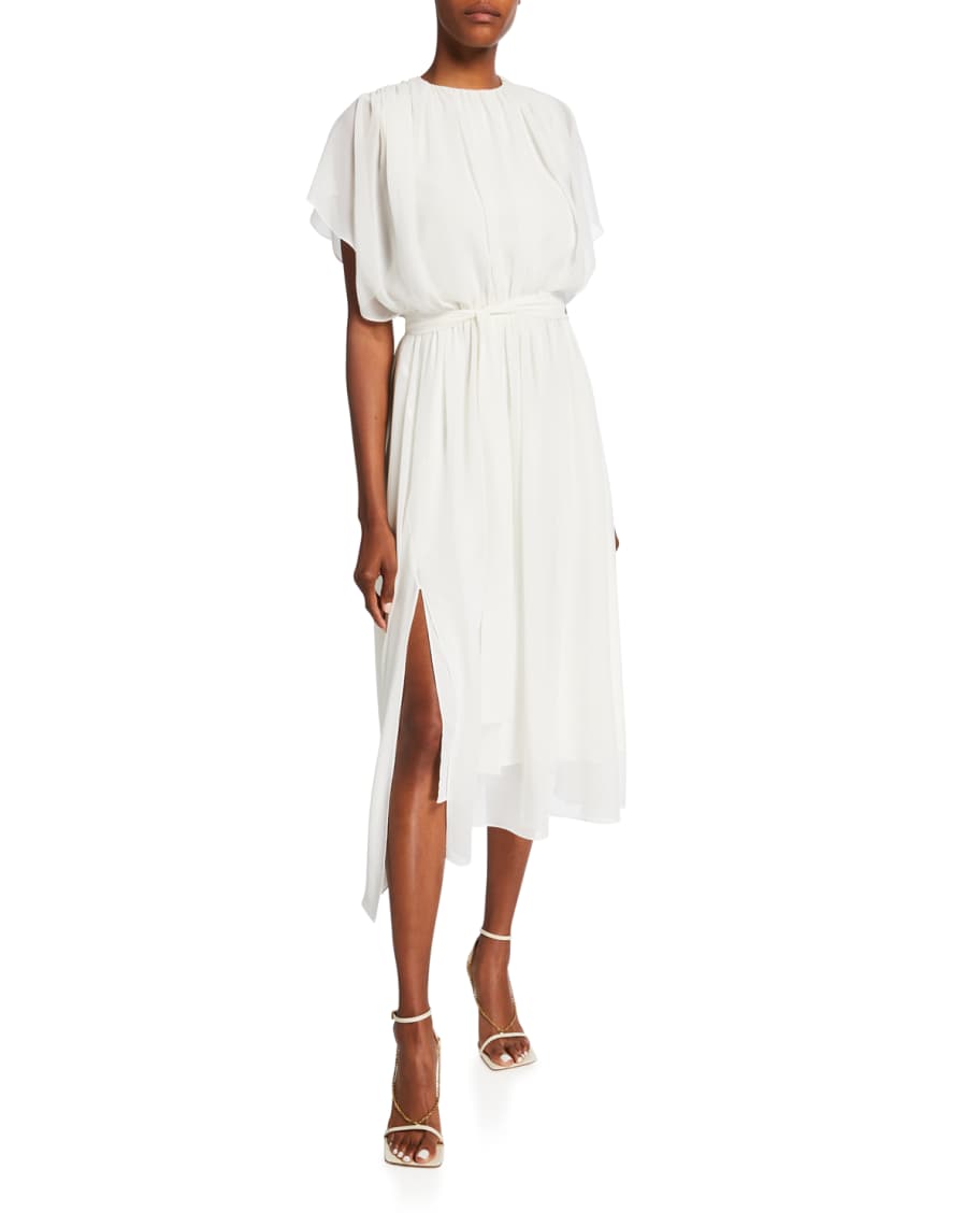 Halston Izzy Shirred-Shoulder Dress | Neiman Marcus