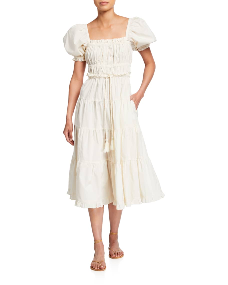 Ulla Johnson Iliana Smocked Puff-Sleeve Dress | Neiman Marcus