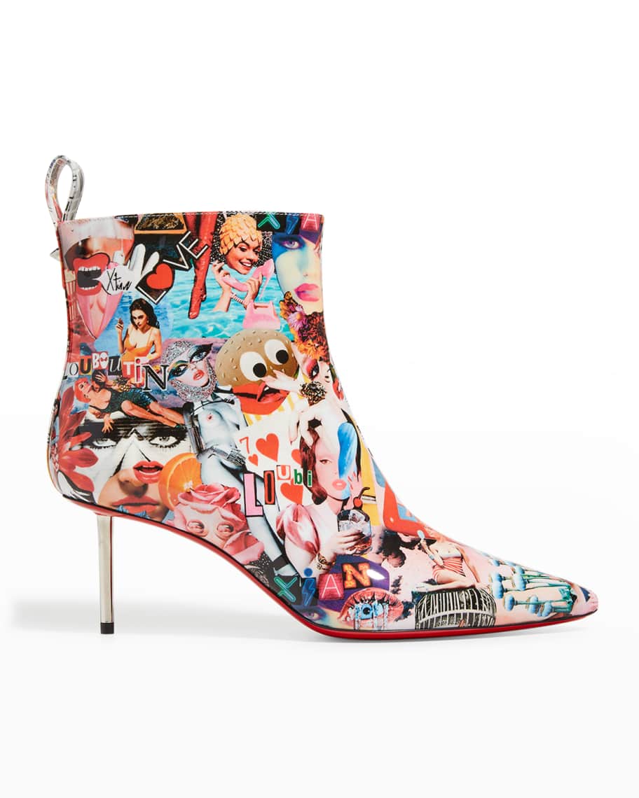 Christian Louboutin Epic Graphic-Print Red Sole Booties | Neiman Marcus