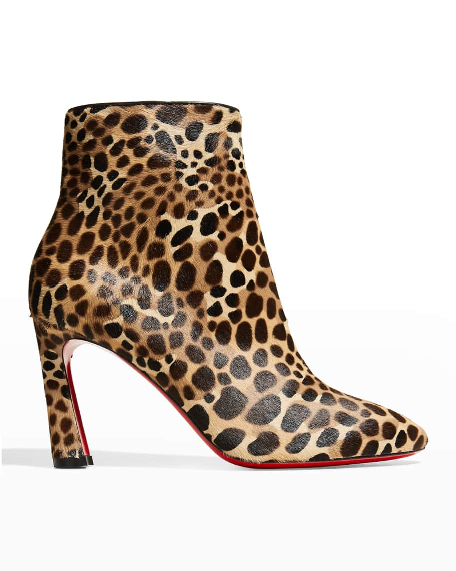 Christian Louboutin So Eleonor Leopard-Print Red Sole Booties | Neiman ...